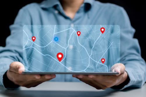 carte avec icones de localisation