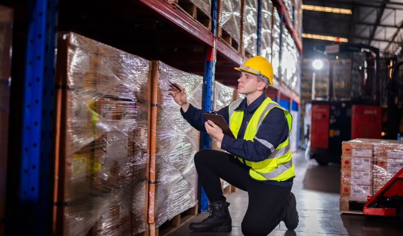 personne qui inspecte des cartons